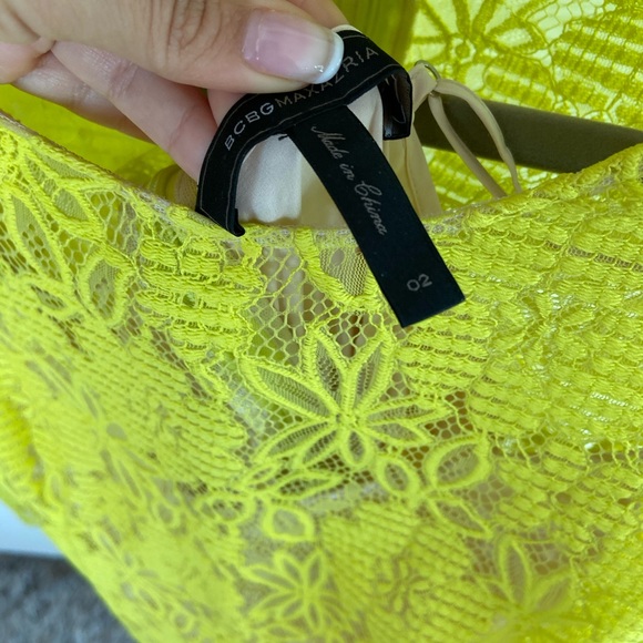 Neon Yellow/green Summer Dress with Ruffles - Picture 2 of 2